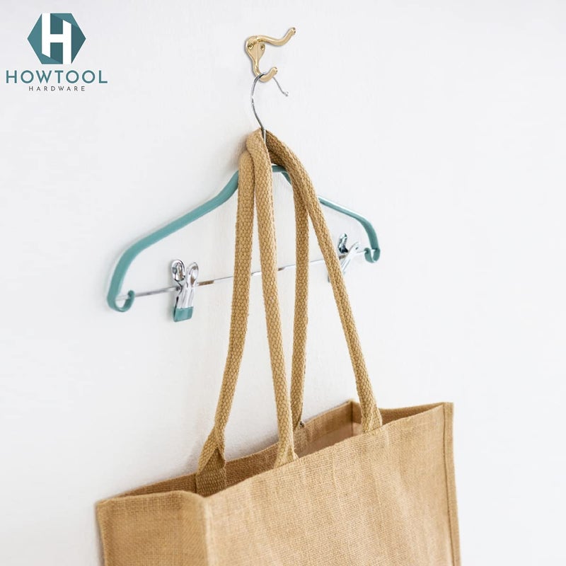 HOWTOOL Coat Hooks for Wall Hanging Heavy Duty Wall Mounted Brass Plated, 5 Pack - Image 5
